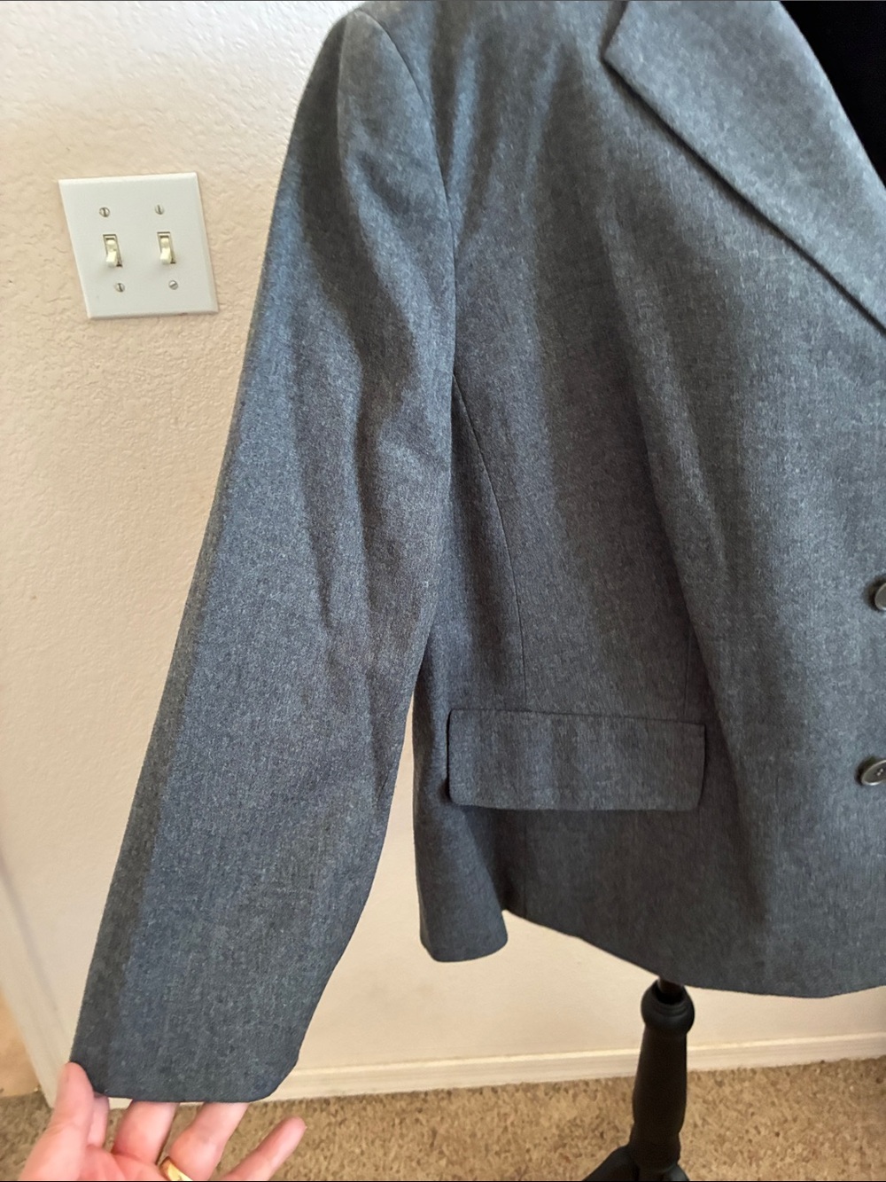 Talbots Gray Wool-Blend Three-Button Jacket - Picture 3 of 7